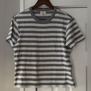 Hanna Andersson Gray and White Organic Cotton Striped Tee Size XS‎ EUC